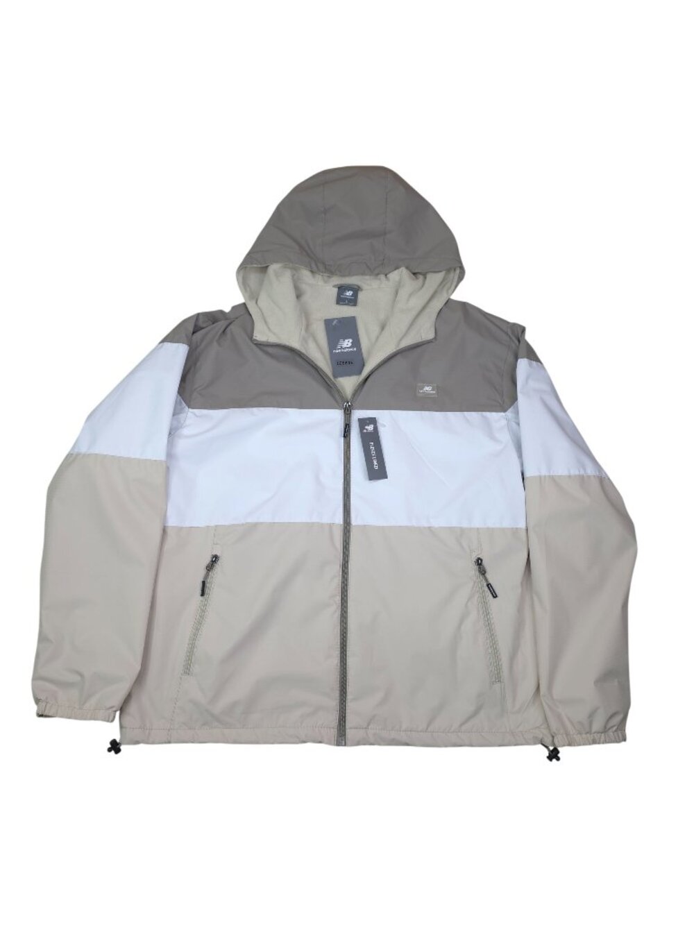 New Balance Mens L Stretch Windbreaker Jacket Fleece Lined Colorblock Hooded